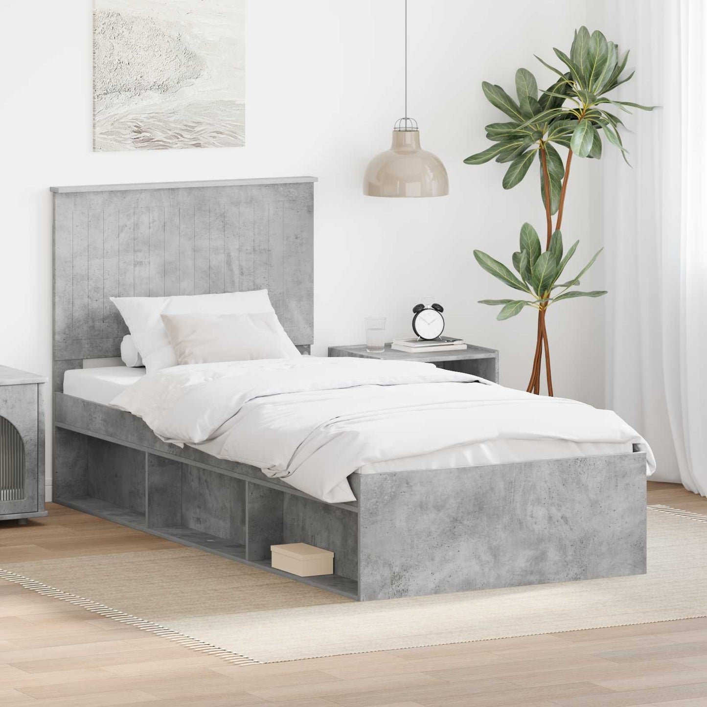 Struttura del letto Calcestruzzo 90 x 200 cm Pino massello