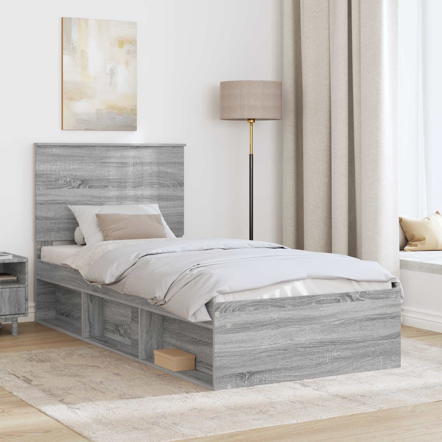 Struttura del letto Grigio Sonoma 90 x 190 cm Pino massello
