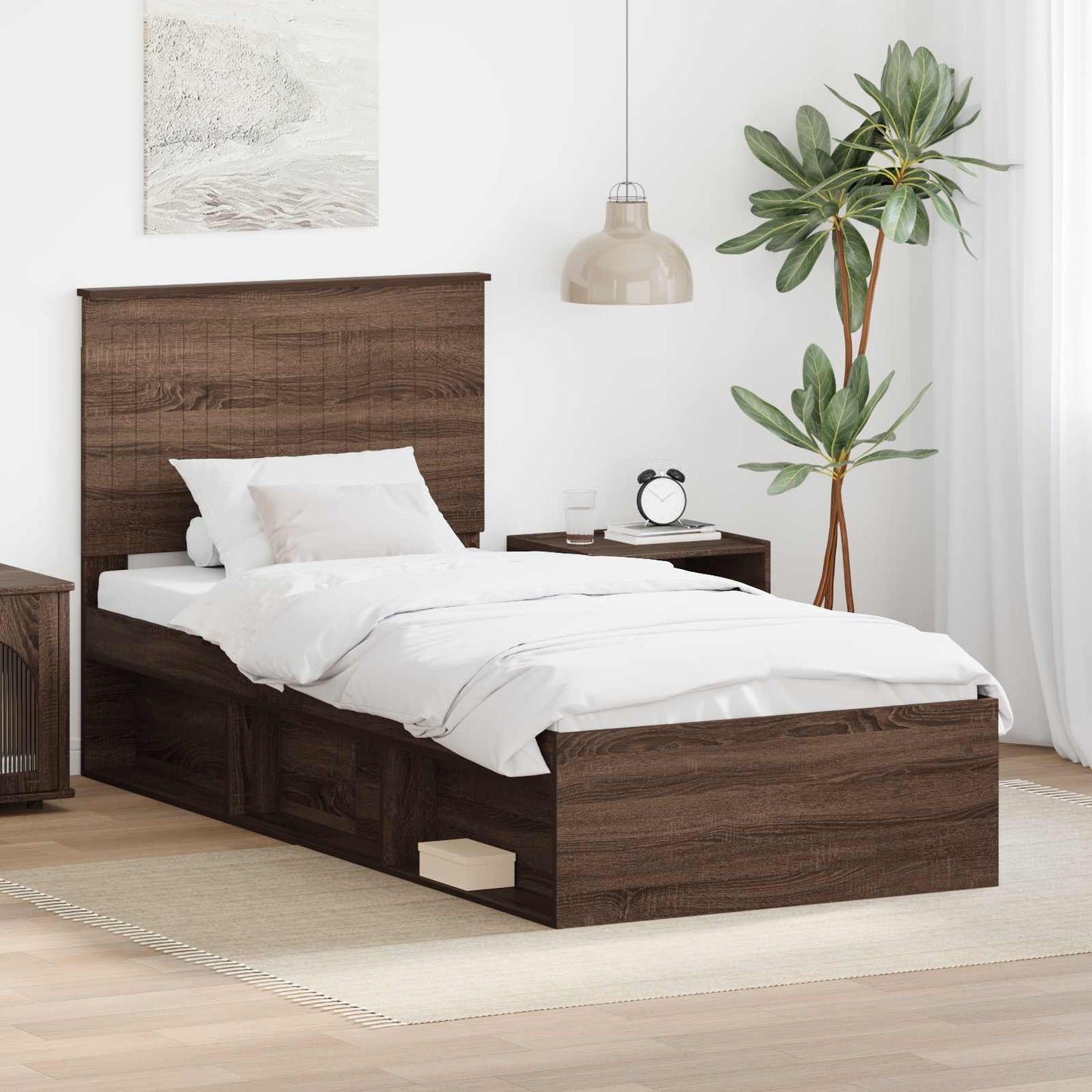 Struttura del letto Rovere Marrone 90 x 200 cm Pino massello