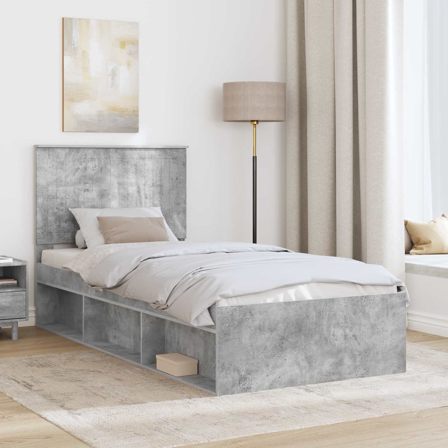 Struttura del letto Grigio ConcretÃ¨ 90 x 190 cm Pino massello