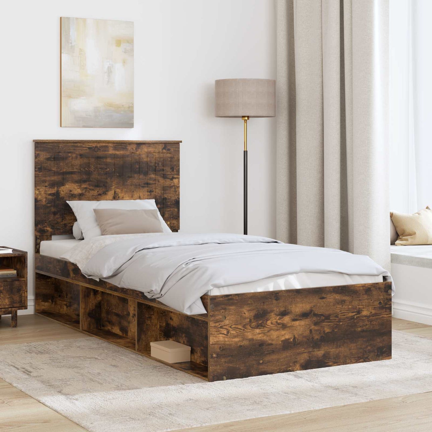Struttura del letto Rovere fumÃ© 90 x 190 cm Pino massello