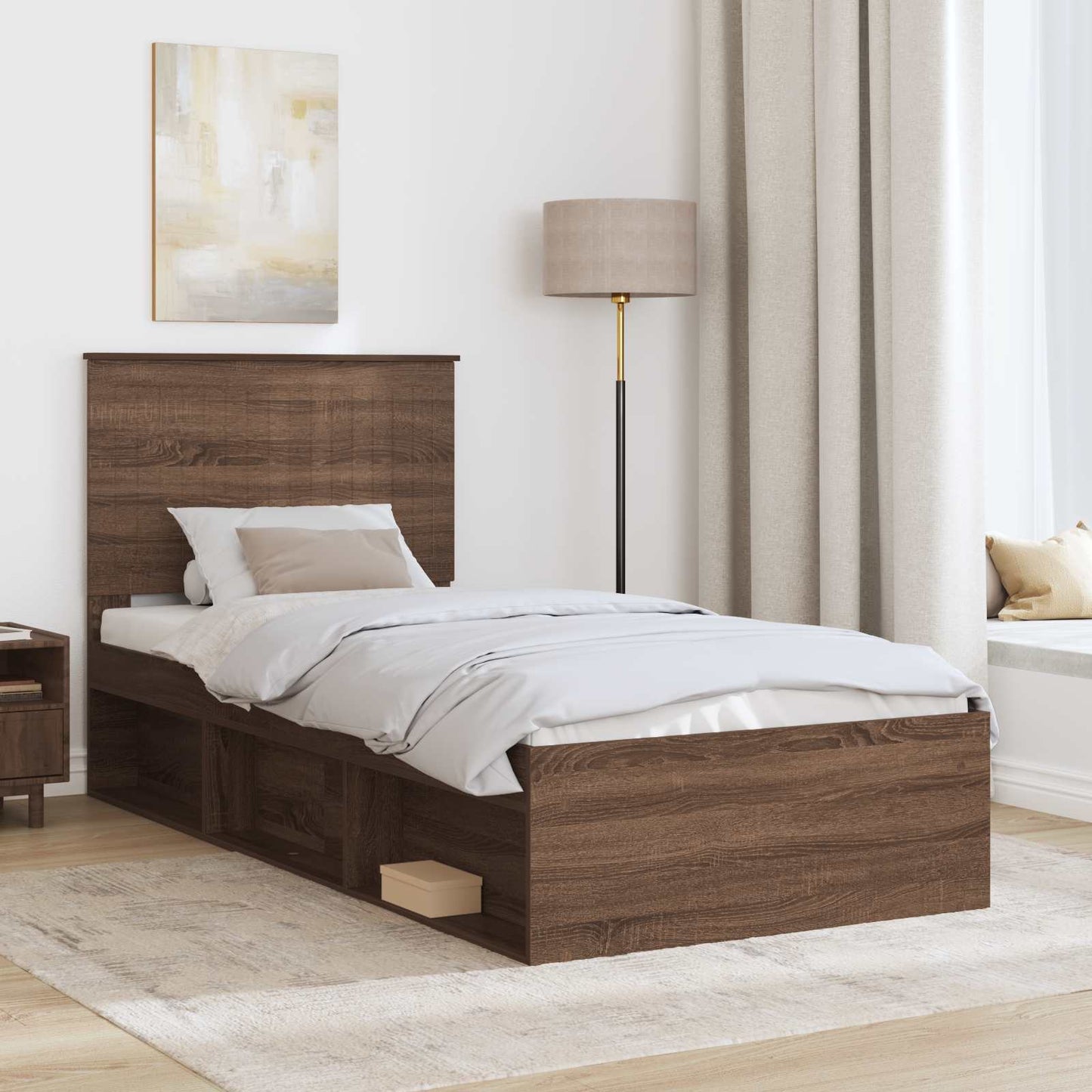 Struttura del letto Rovere Marrone 90 x 190 cm Pino massello