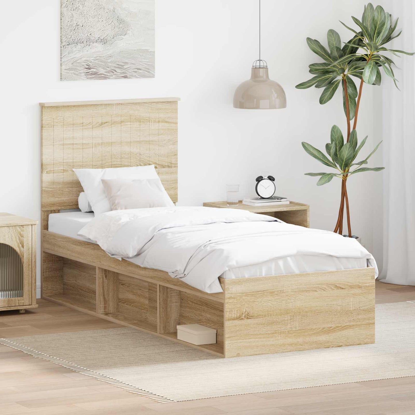 Struttura del letto Rovere Sonoma 75 x 190 cm Pino massello