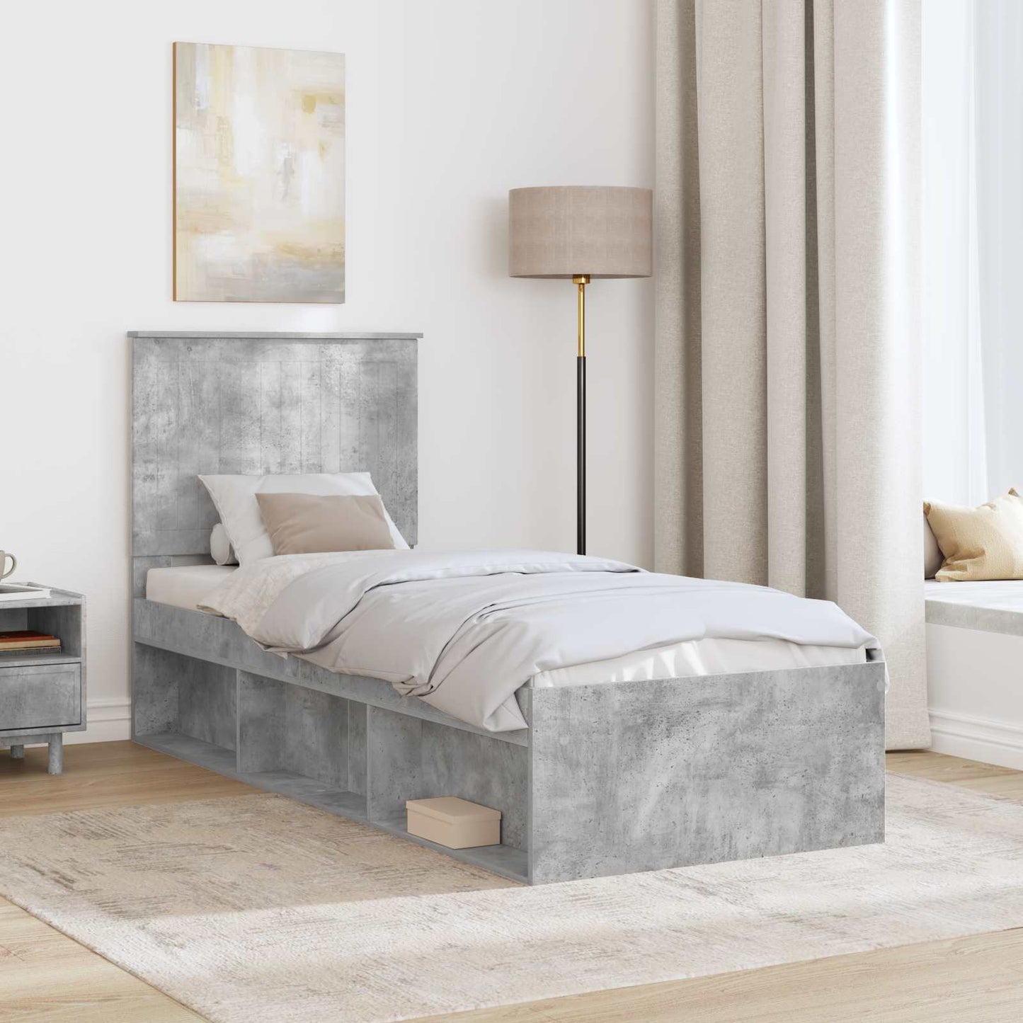 Struttura del letto Grigio ConcretÃ¨ 75 x 190 cm Pino massello