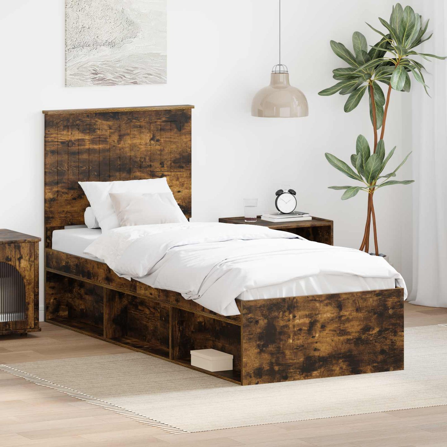 Struttura del letto Rovere fumÃƒÂ© 75 x 190 cm Pino massello