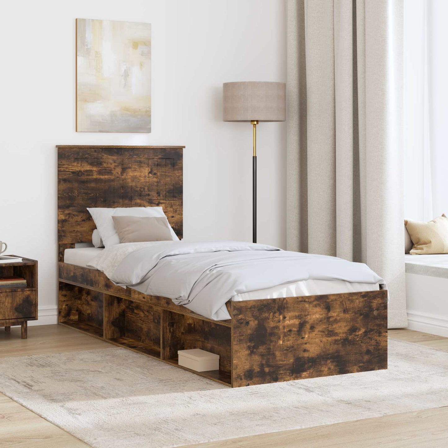 Struttura del letto Rovere fumÃƒÂ© 75 x 190 cm Pino massello