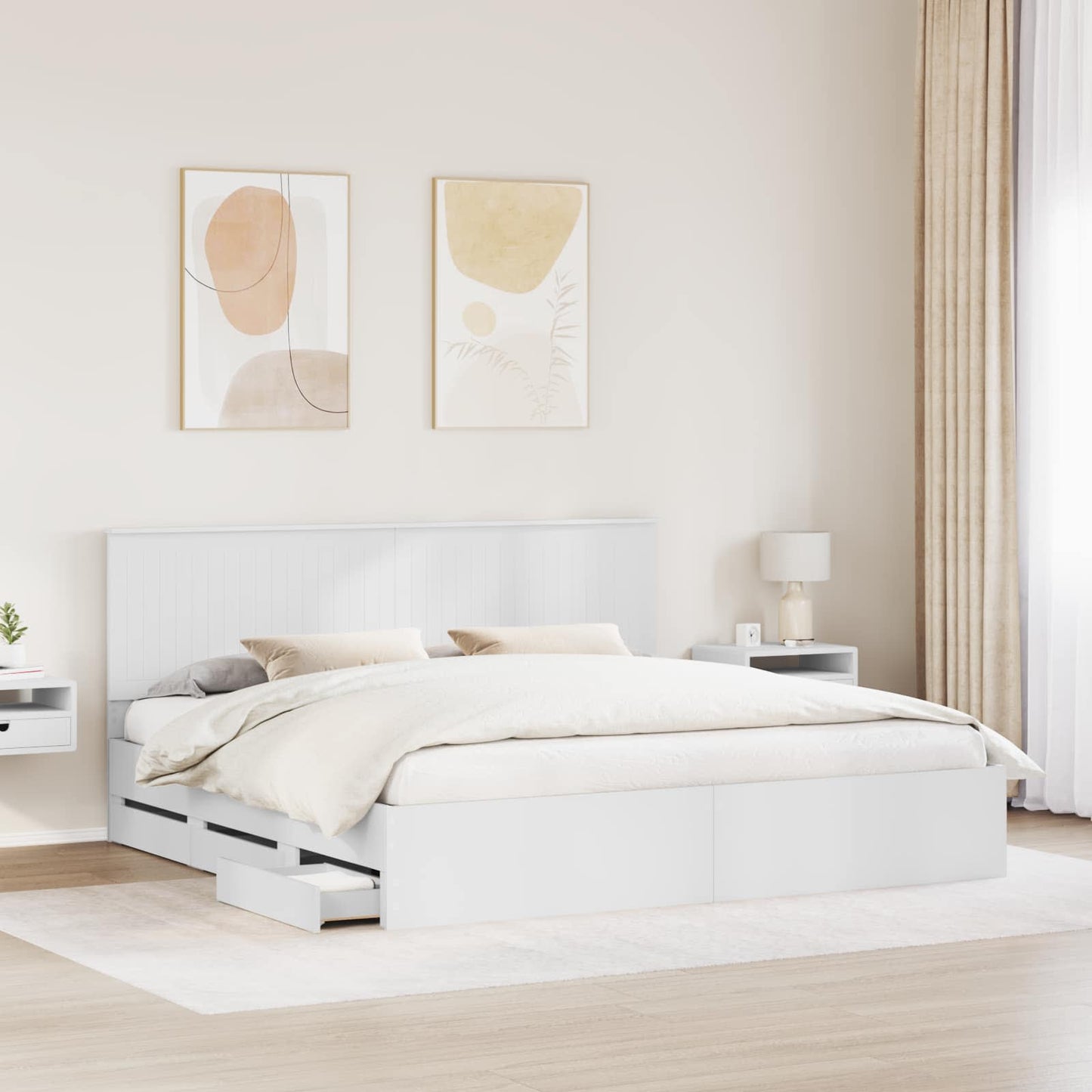 Struttura del letto Bianco 200 x 200 cm Legno Ingegnerizzato
