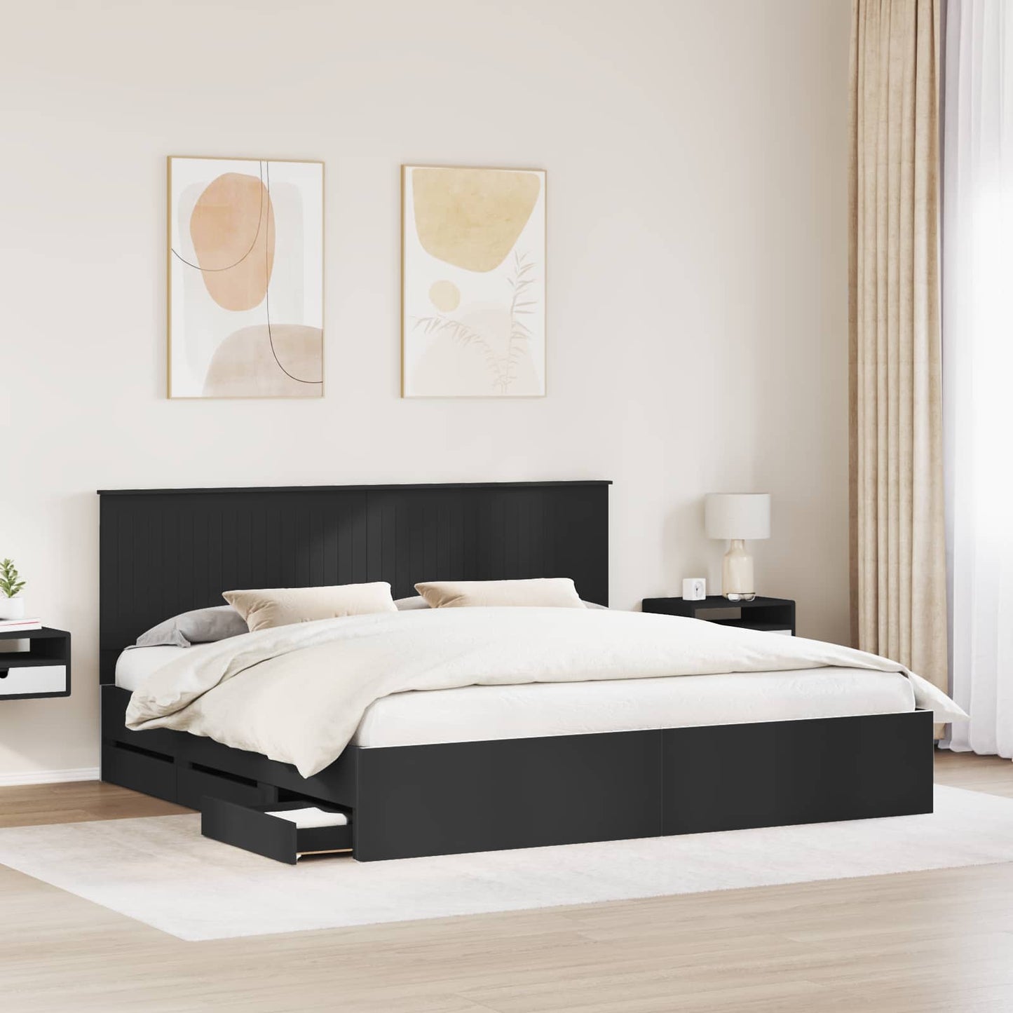 Struttura del letto Nero 200 x 200 cm Legno Ingegnerizzato