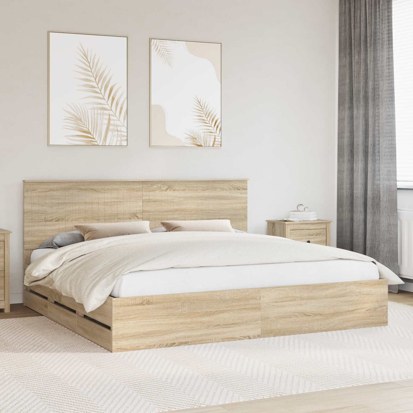 Struttura del letto con testiera Rovere Sonoma 200 x 200 cm