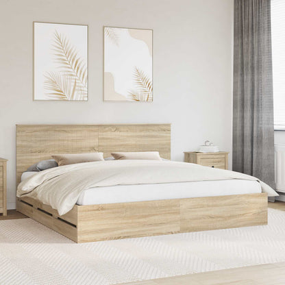 Struttura del letto con testiera Rovere Sonoma 200 x 200 cm