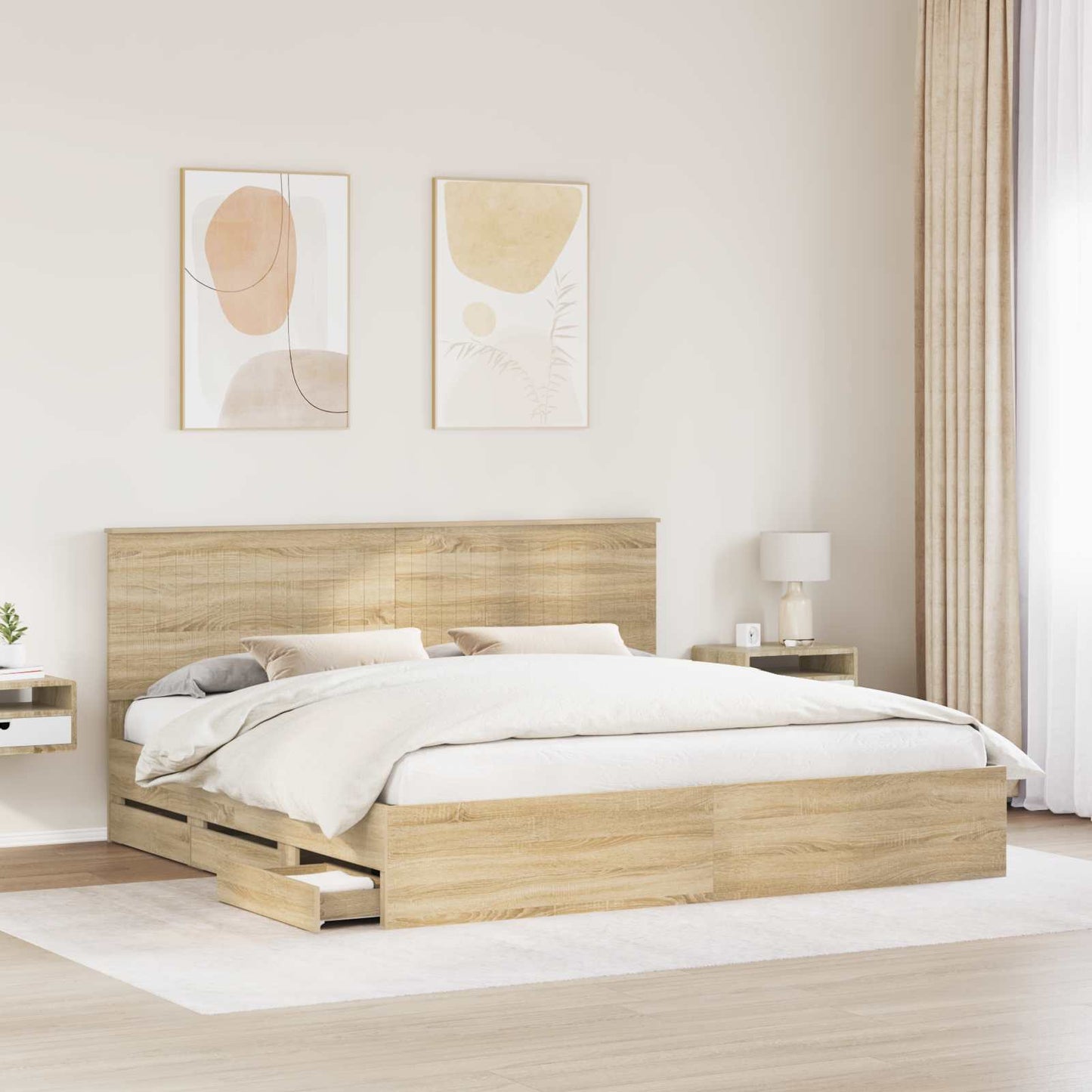 Struttura del letto con testiera Rovere Sonoma 200 x 200 cm