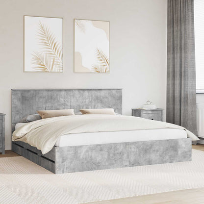 Struttura del letto con testiera Grigio cemento 200 x 200 cm