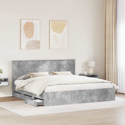 Struttura del letto con testiera Grigio cemento 200 x 200 cm