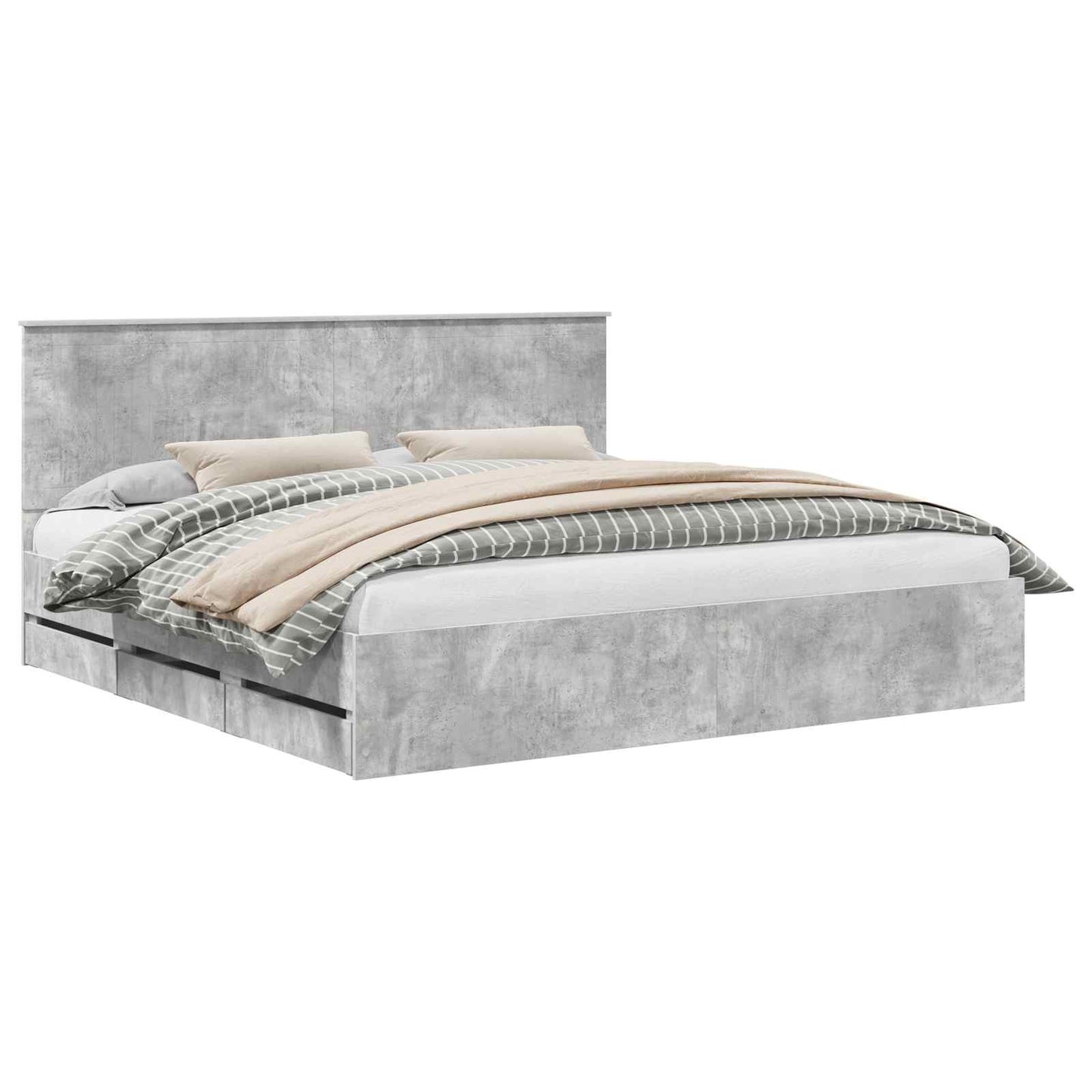 Struttura del letto con testiera Grigio cemento 200 x 200 cm