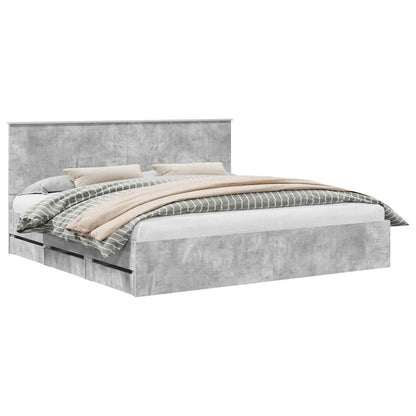 Struttura del letto con testiera Grigio cemento 200 x 200 cm