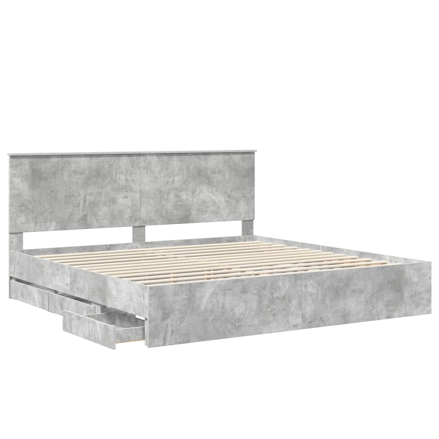Struttura del letto con testiera Grigio cemento 200 x 200 cm