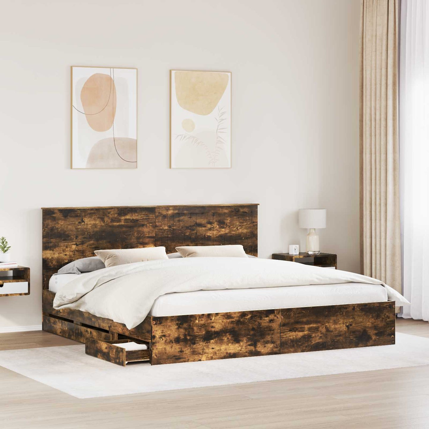 Struttura del letto con testiera Rovere fumÃƒÂ© 200 x 200 cm