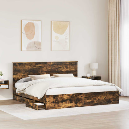 Struttura del letto con testiera Rovere fumÃƒÂ© 200 x 200 cm