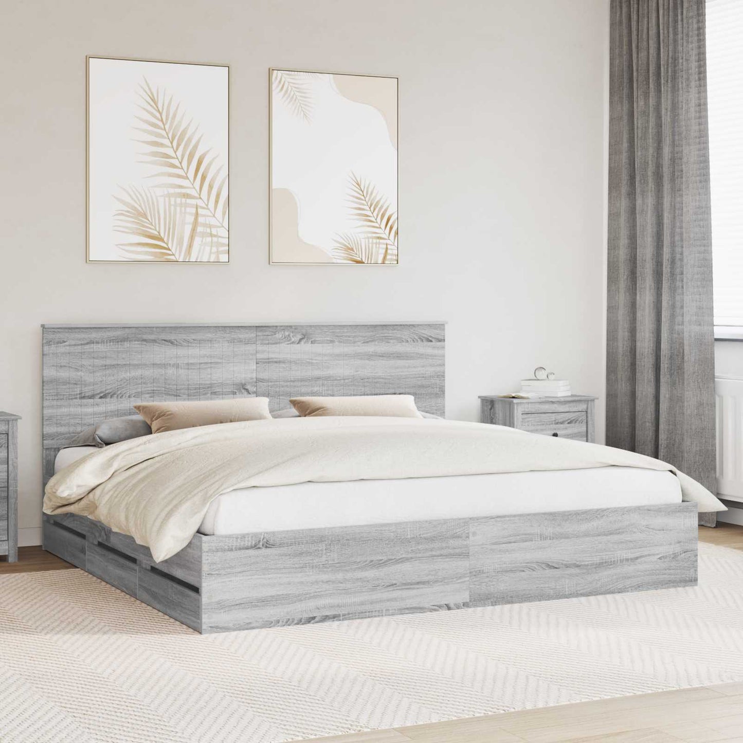 Struttura del letto con testiera Grigio Sonoma 200 x 200 cm