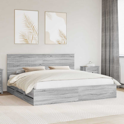 Struttura del letto con testiera Grigio Sonoma 200 x 200 cm