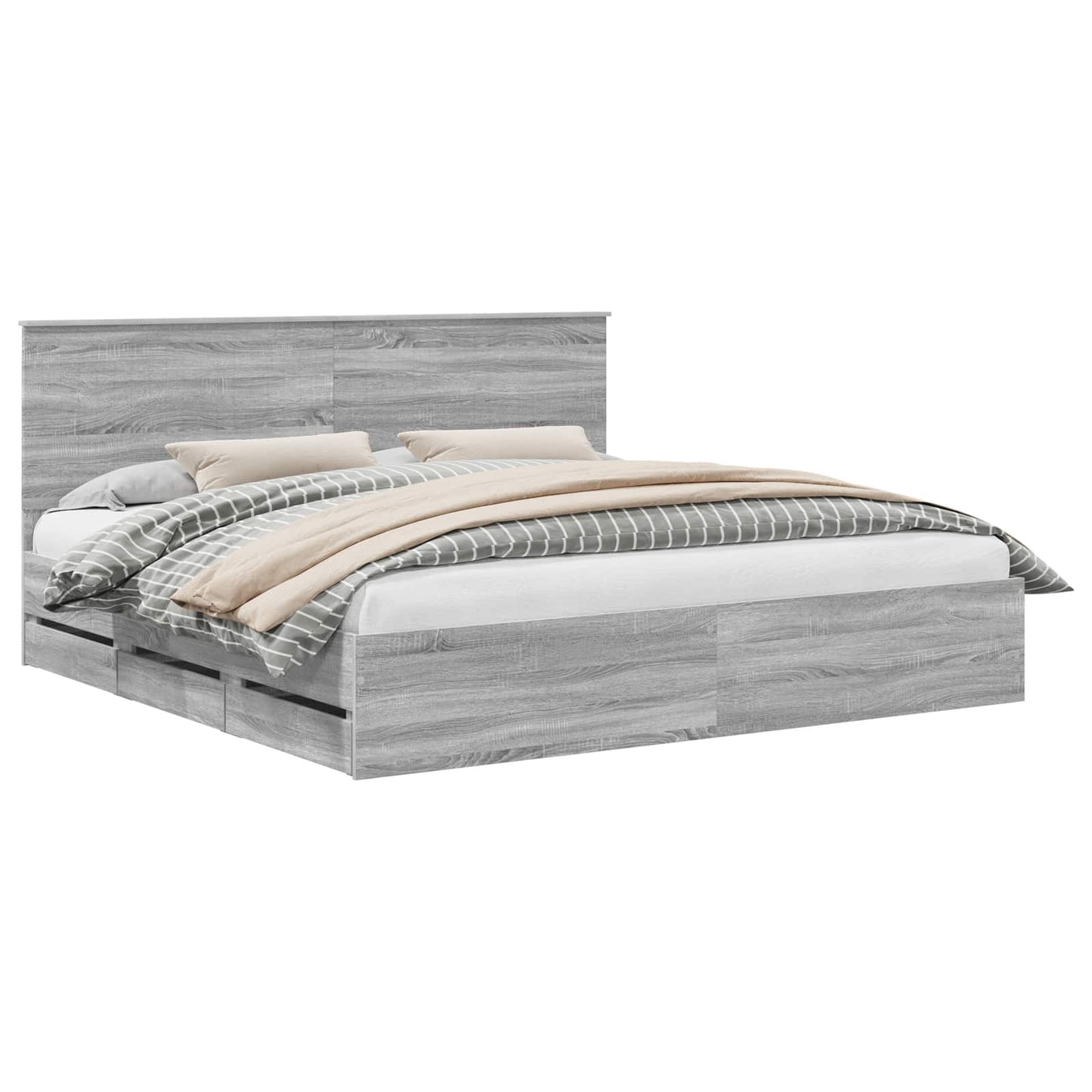 Struttura del letto con testiera Grigio Sonoma 200 x 200 cm