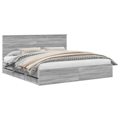 Struttura del letto con testiera Grigio Sonoma 200 x 200 cm