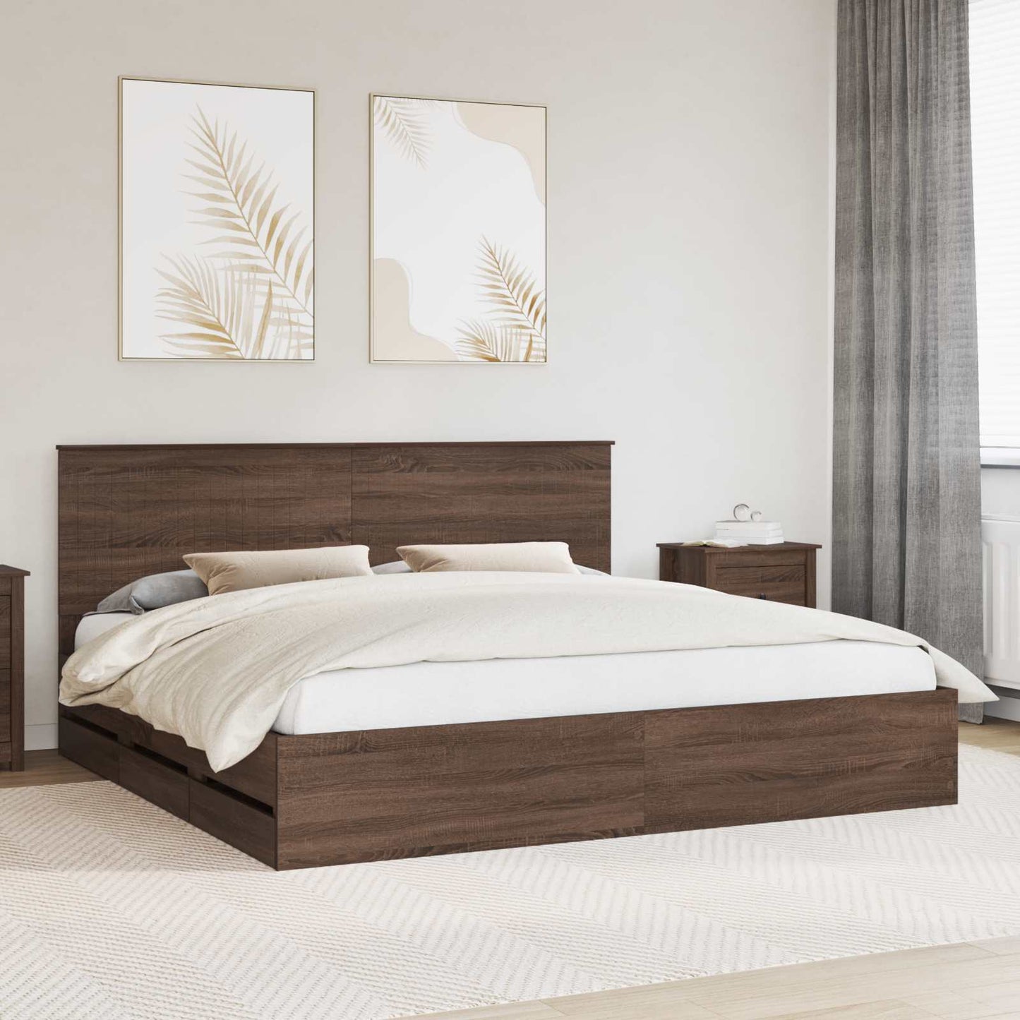 Struttura del letto con testiera Rovere Marrone 200 x 200 cm