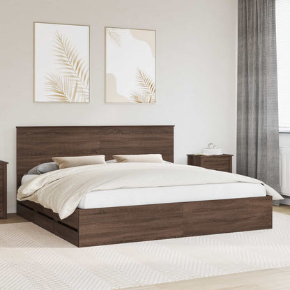 Struttura del letto con testiera Rovere Marrone 200 x 200 cm