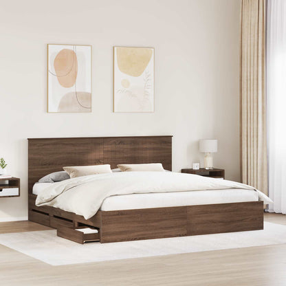Struttura del letto con testiera Rovere Marrone 200 x 200 cm