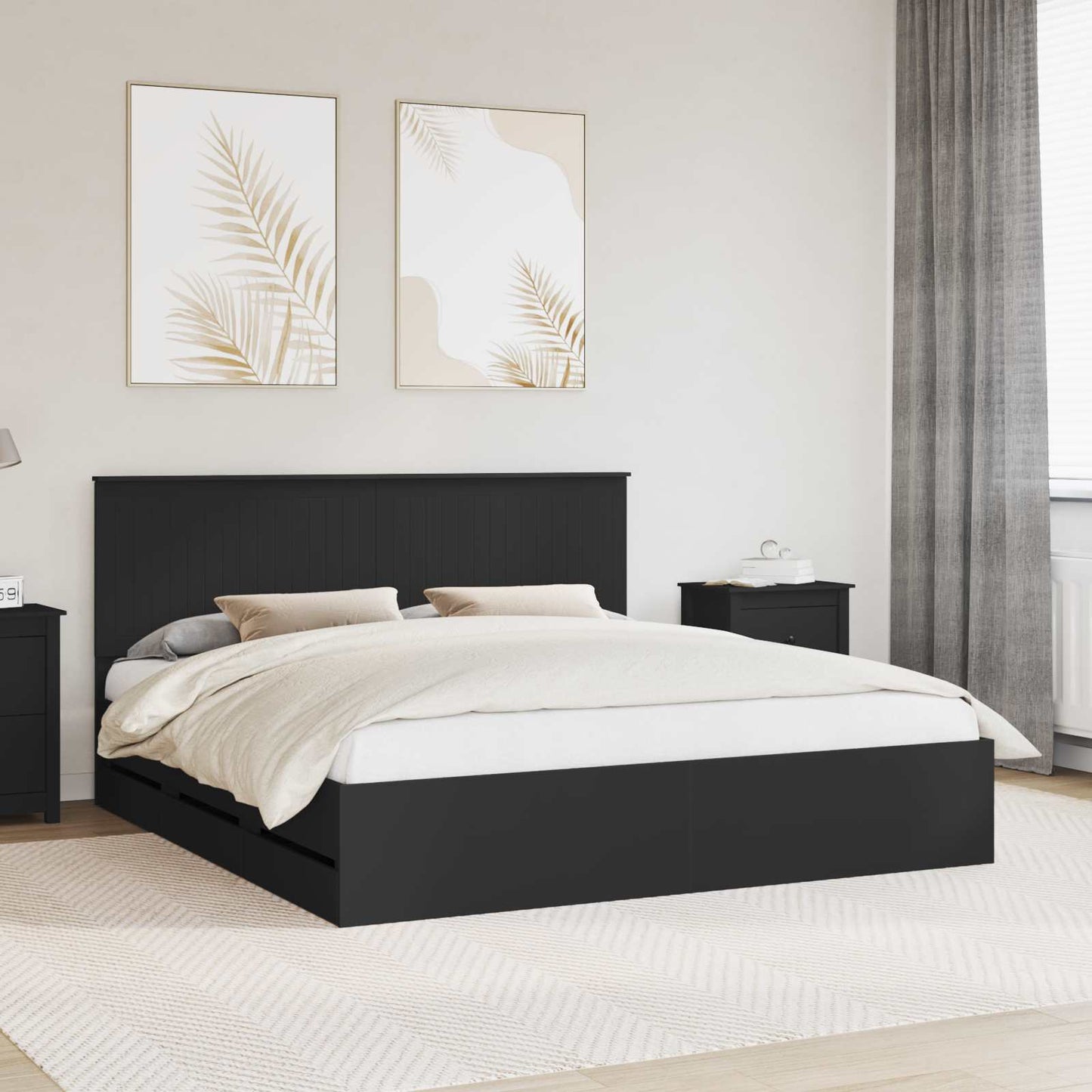 Struttura del letto Nero 180 x 200 cm Legno Ingegnerizzato