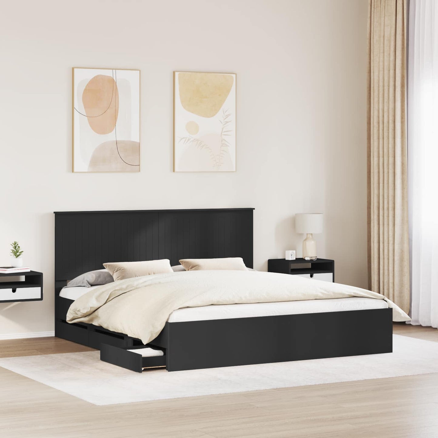 Struttura del letto Nero 180 x 200 cm Legno Ingegnerizzato