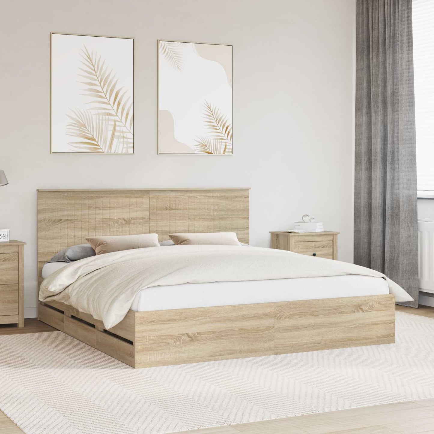 Struttura del letto con testiera Rovere Sonoma 180 x 200 cm