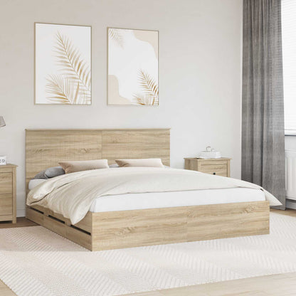 Struttura del letto con testiera Rovere Sonoma 180 x 200 cm