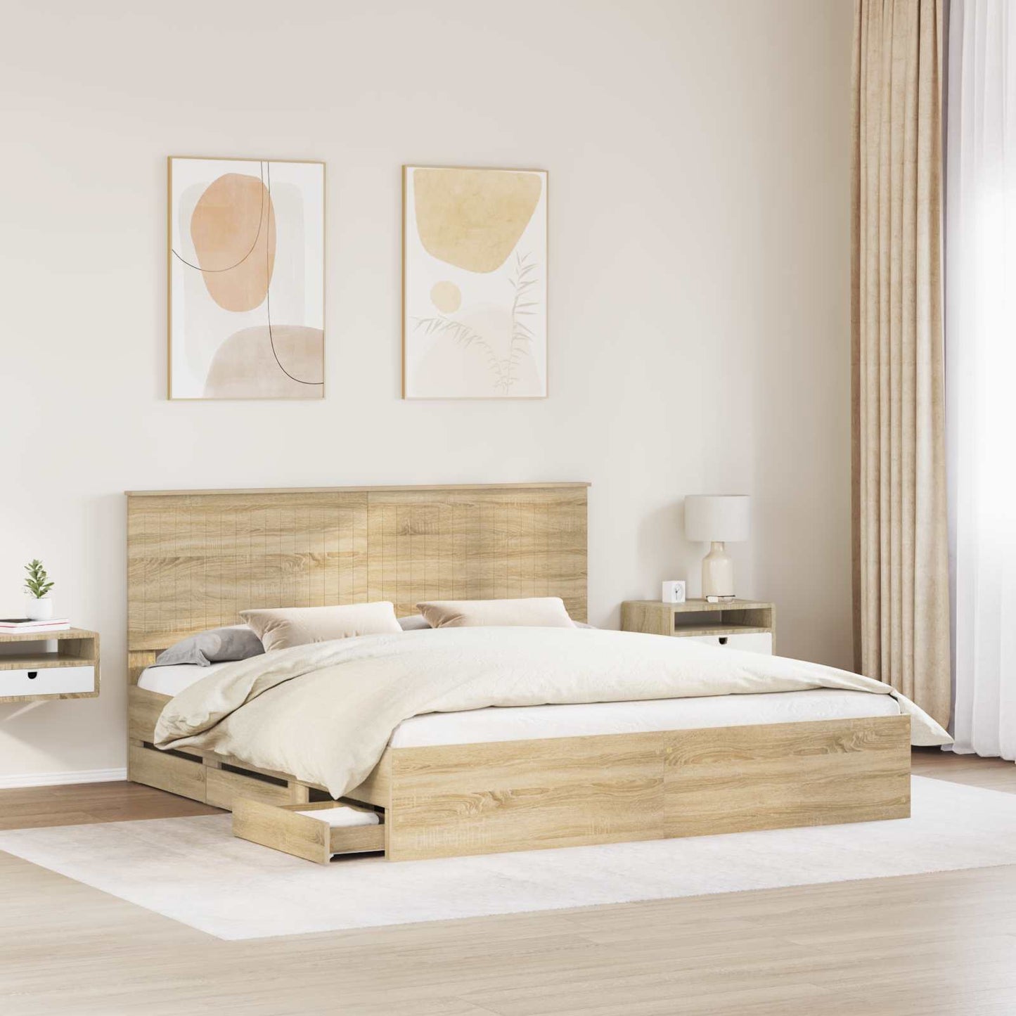 Struttura del letto con testiera Rovere Sonoma 180 x 200 cm