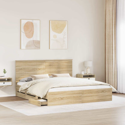 Struttura del letto con testiera Rovere Sonoma 180 x 200 cm