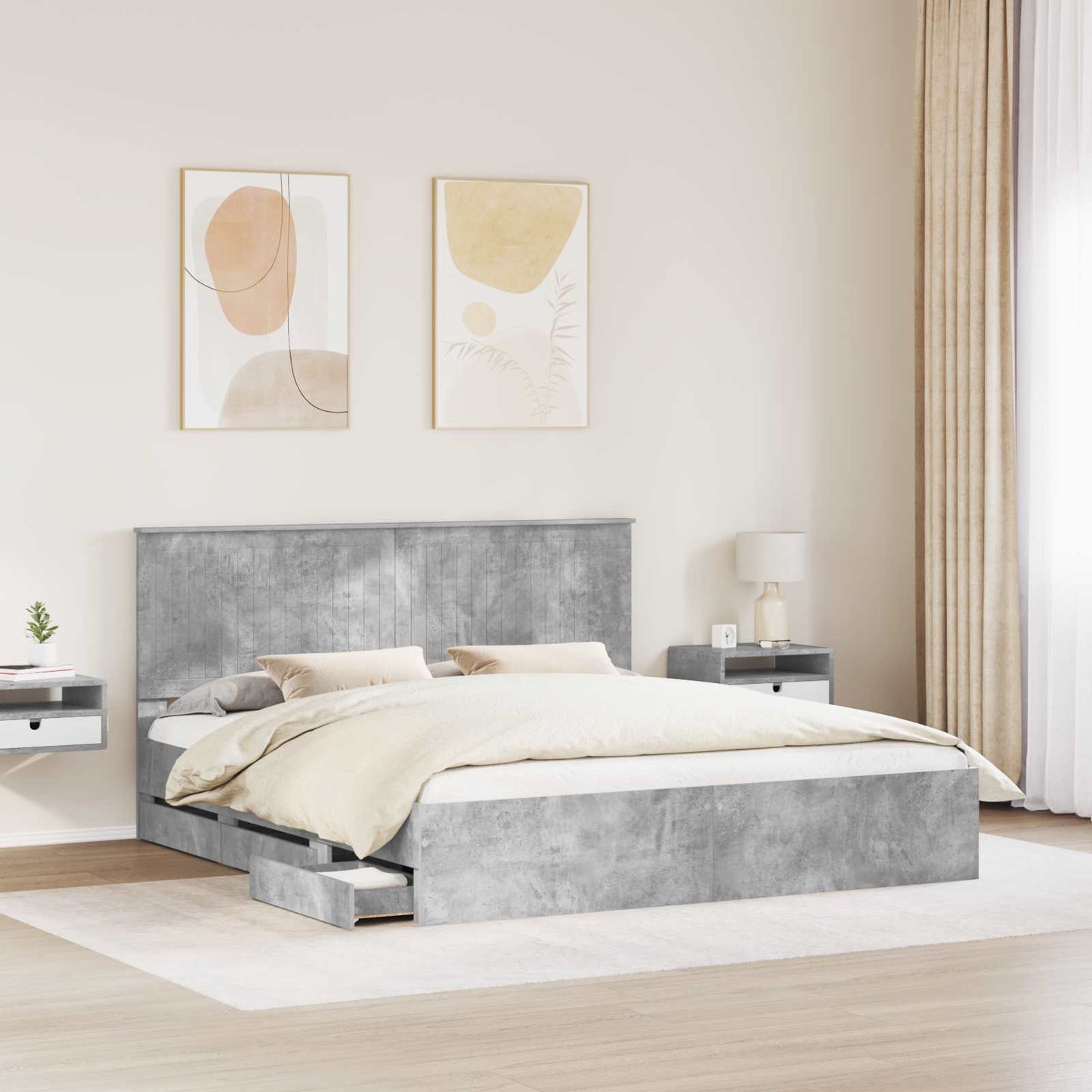 Struttura del letto con testiera Grigio cemento 180 x 200 cm