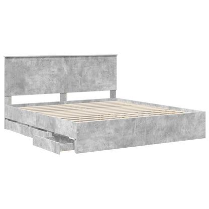 Struttura del letto con testiera Grigio cemento 180 x 200 cm