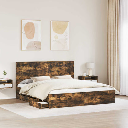 Struttura del letto con testiera Rovere fumÃ© 180 x 200 cm