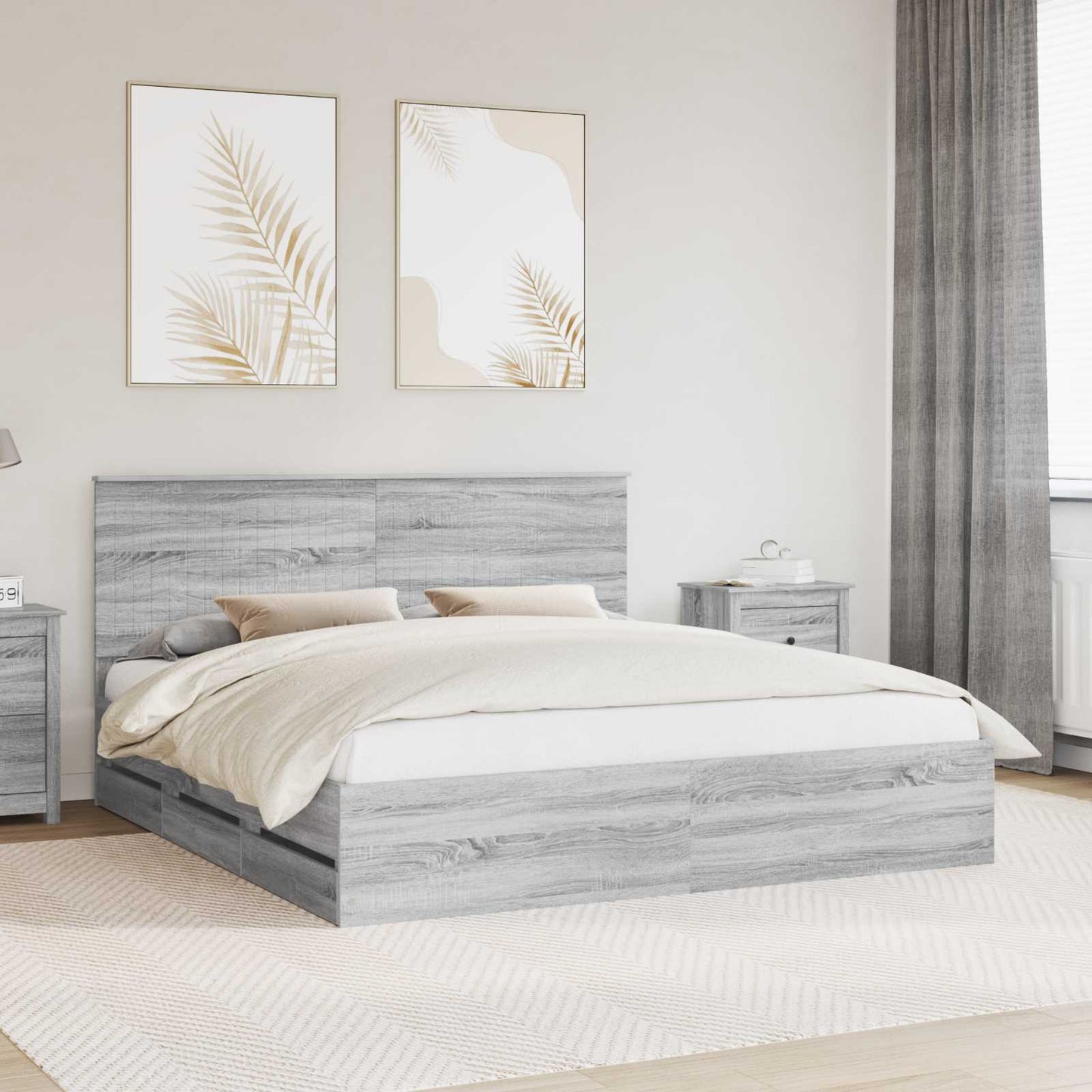 Struttura del letto con testiera Grigio Sonoma 180 x 200 cm