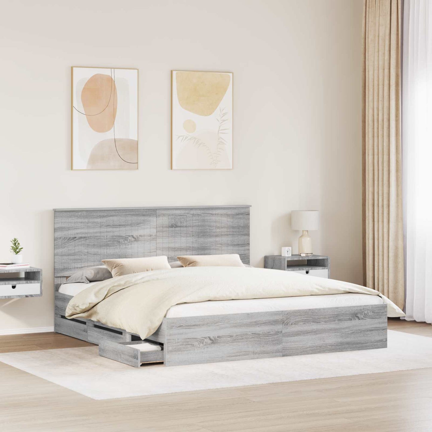 Struttura del letto con testiera Grigio Sonoma 180 x 200 cm