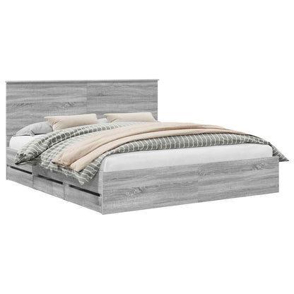 Struttura del letto con testiera Grigio Sonoma 180 x 200 cm