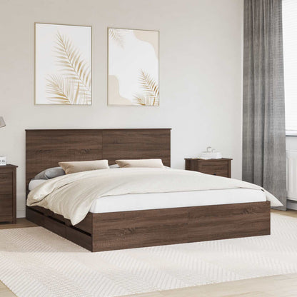 Struttura del letto con testiera Rovere Marrone 180 x 200 cm