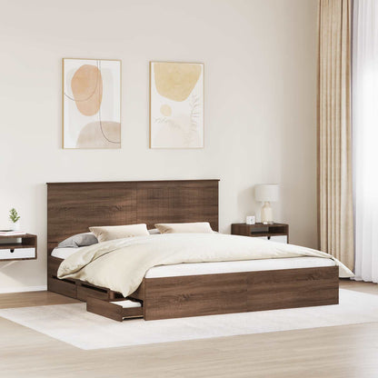 Struttura del letto con testiera Rovere Marrone 180 x 200 cm