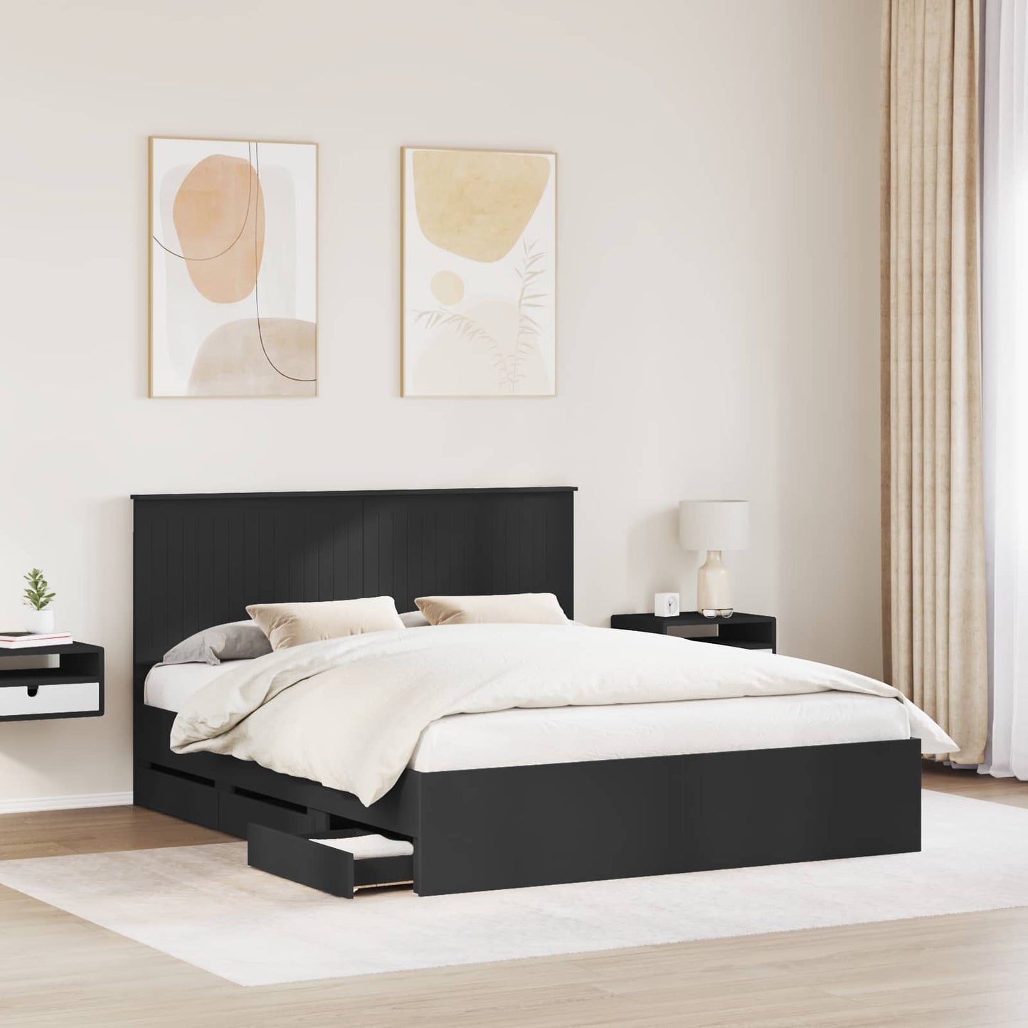 Struttura del letto Nero 160 x 200 cm Legno Ingegnerizzato