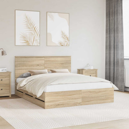 Struttura del letto con testiera Rovere Sonoma 160 x 200 cm
