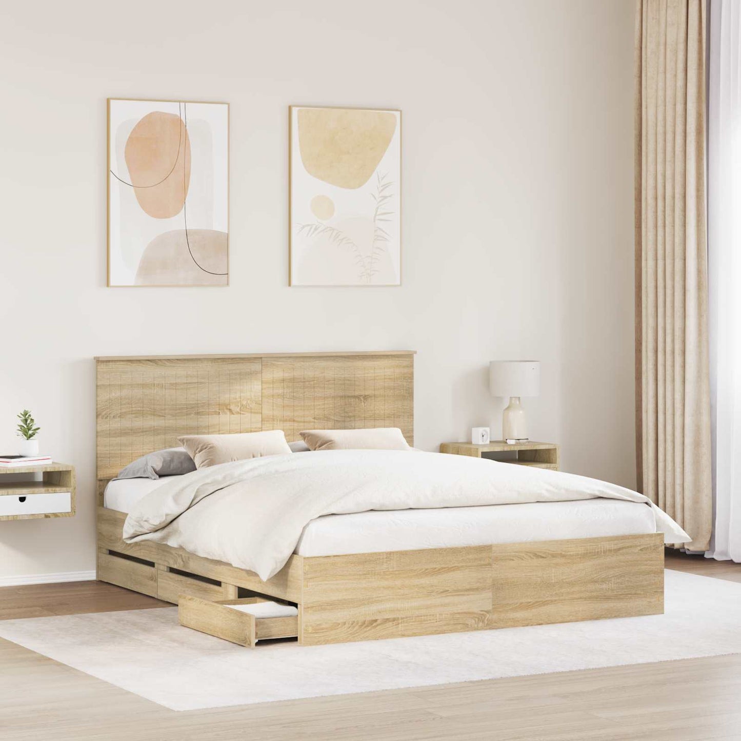 Struttura del letto con testiera Rovere Sonoma 160 x 200 cm