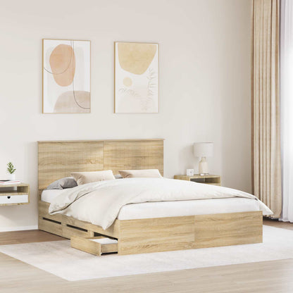 Struttura del letto con testiera Rovere Sonoma 160 x 200 cm