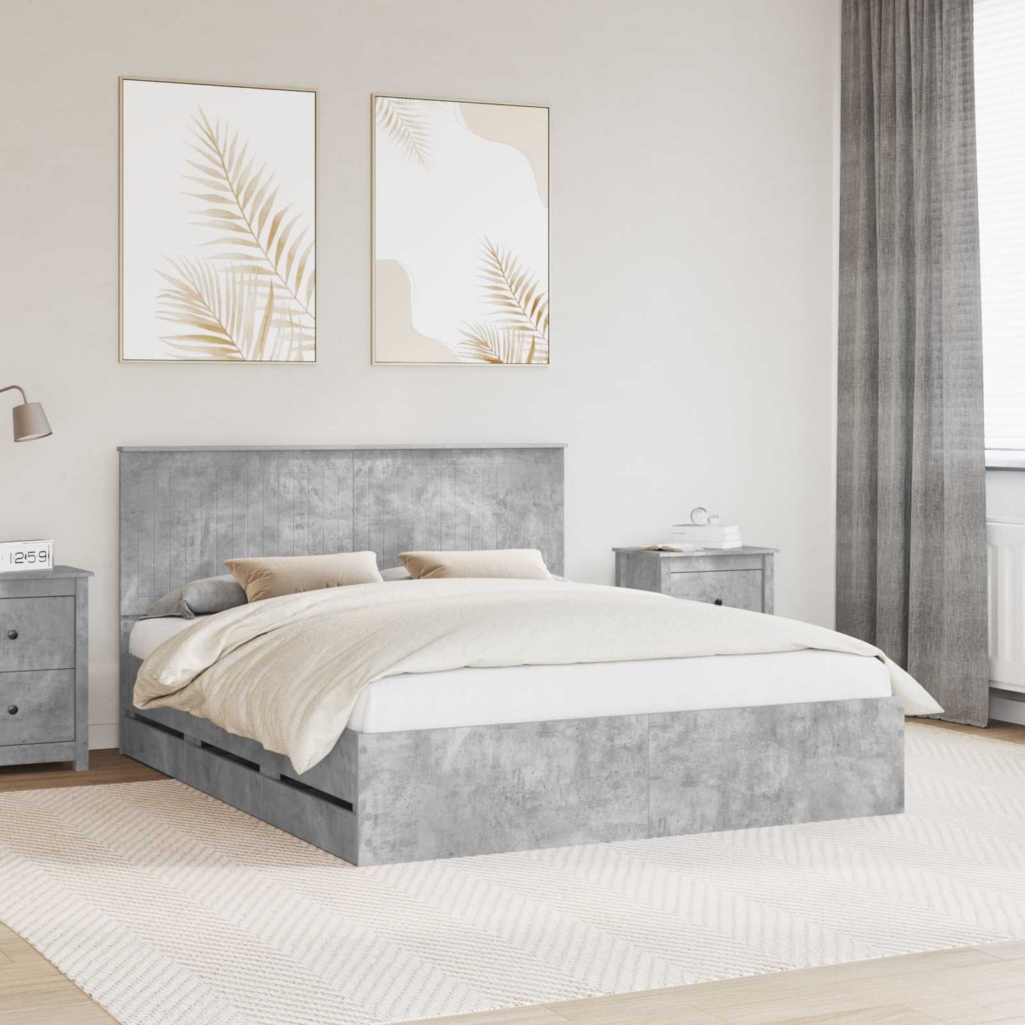 Struttura del letto con testiera Grigio cemento 160 x 200 cm