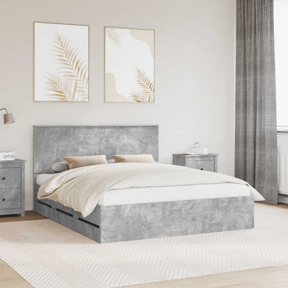 Struttura del letto con testiera Grigio cemento 160 x 200 cm