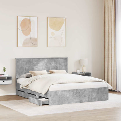 Struttura del letto con testiera Grigio cemento 160 x 200 cm